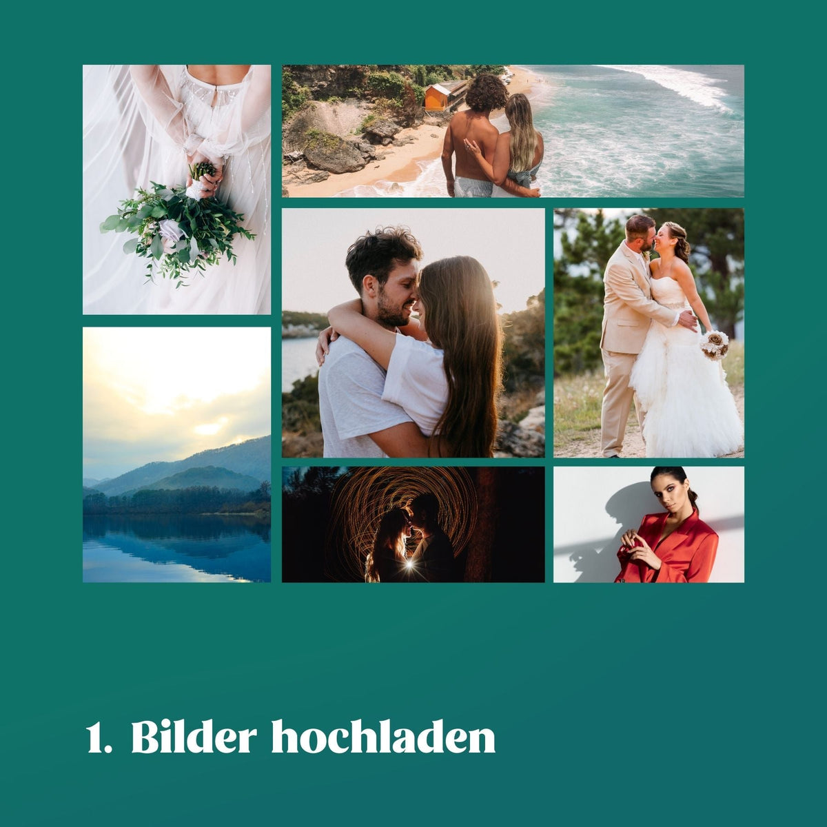 Schritt 1 Bilder hochladen: Collage aus Hochzeits-, Paar- und Landschaftsfotos für den Posterdruck