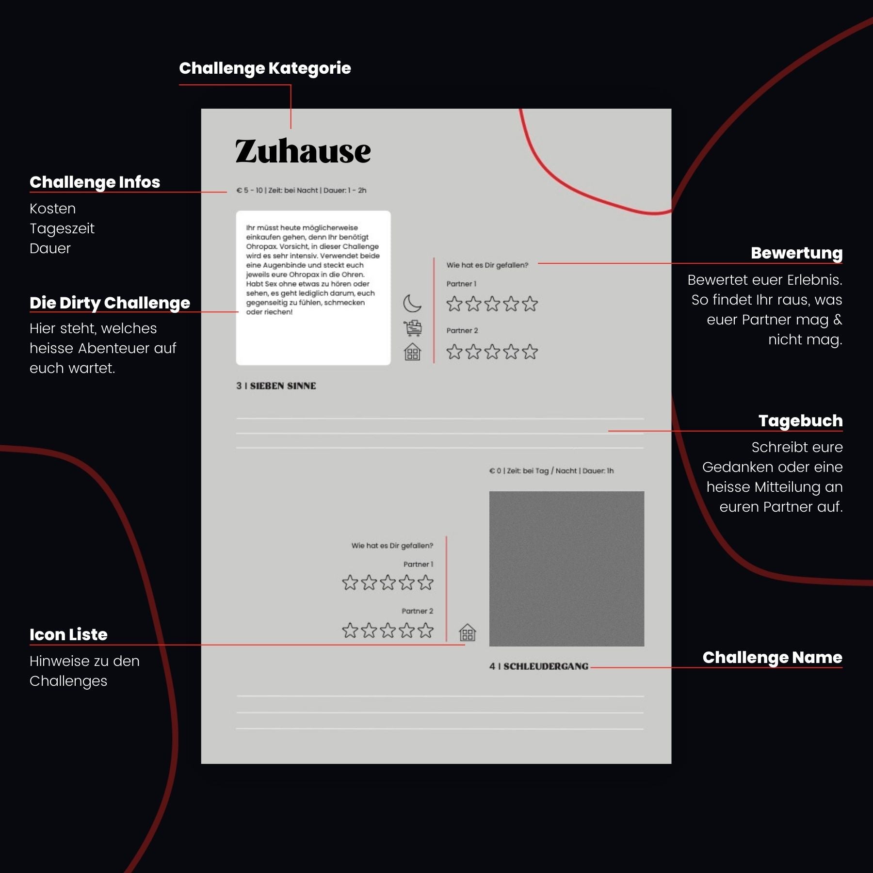 Dirty Adventures Challengebuch fürs Bett